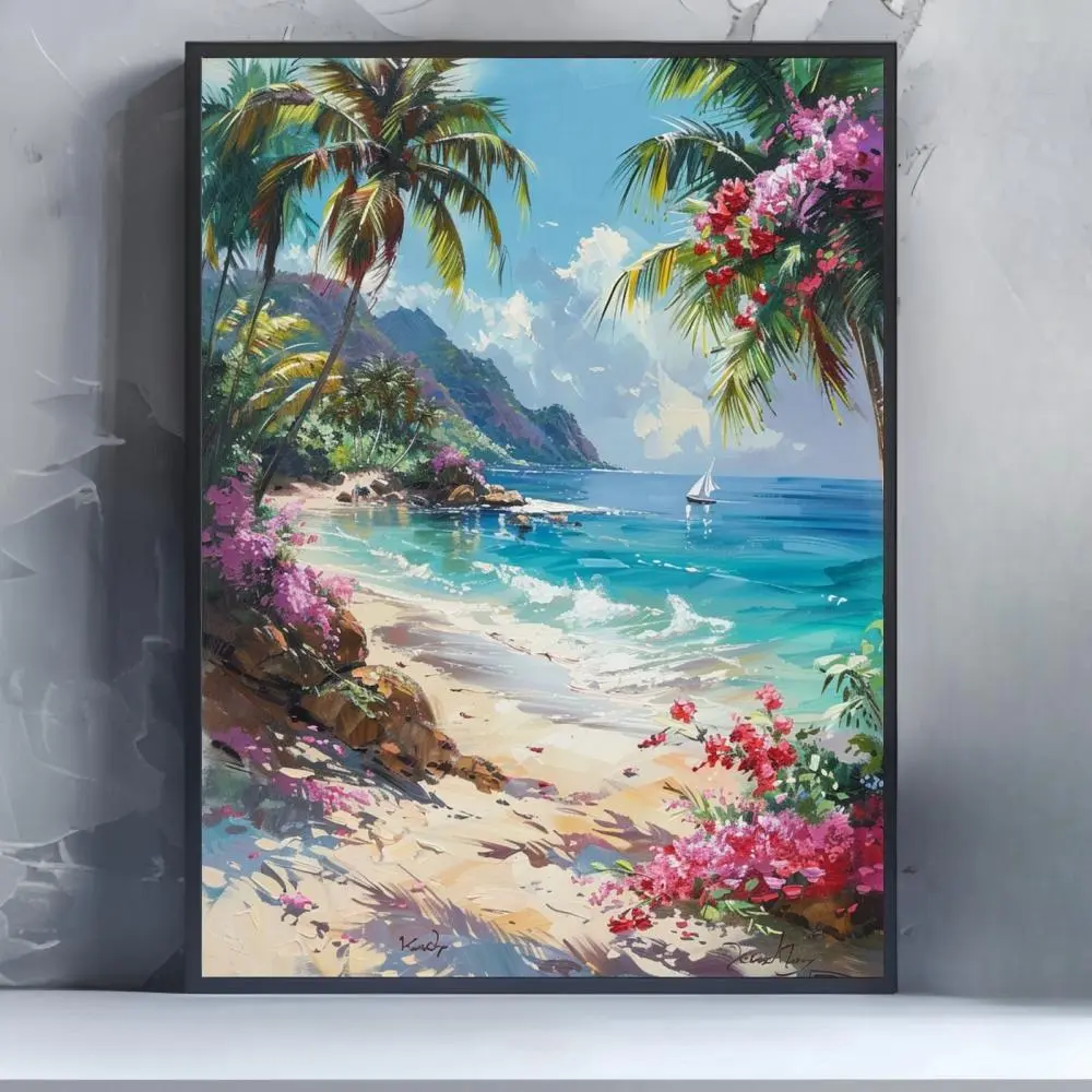 Beach Scenery Pattern DIY Diamond Arts Colorful Painting without Frame, DIY 5D Diamond Arts Colorful Painting Kit, Wall Art Decor for Home