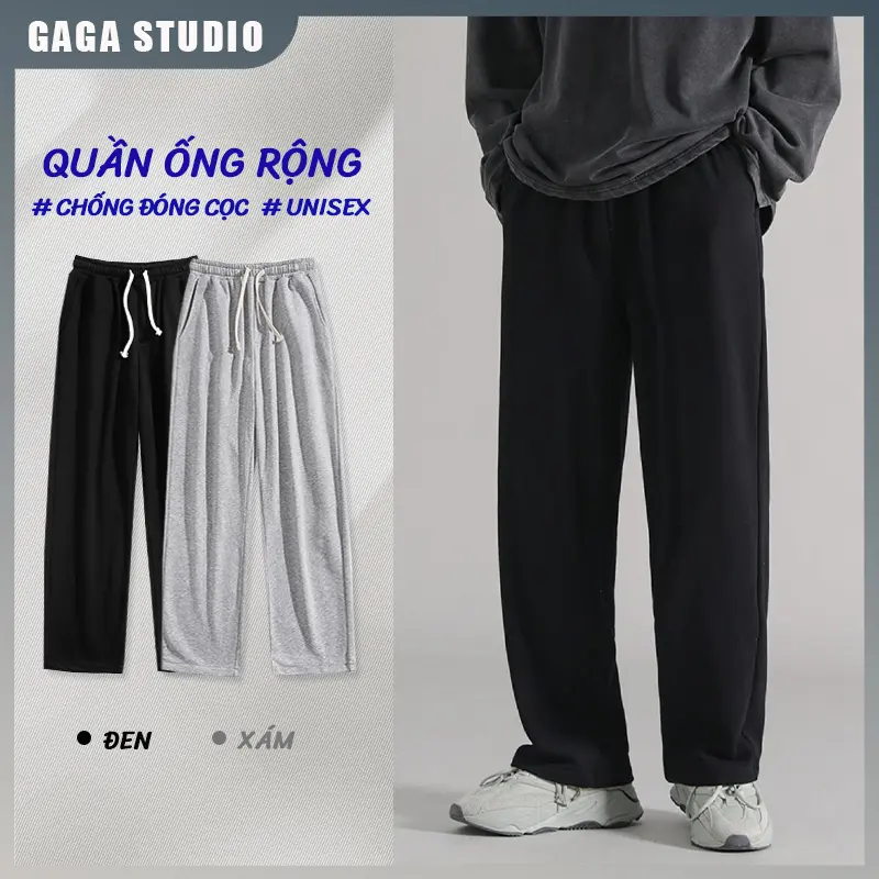 Quần nam ống rộng màu trơn bằng thun lạnh thời trang hè Hàn Quốc Menswear Ong Pants