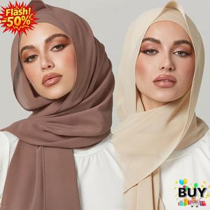 ชุดฮิญาบ 2 ชิ้น ประกอบด้วย หมวกฮิญาบ และผ้าพันคอชีฟอง ผ้าคลุมศีรษะสีทึบระดับพรีเมียม ผ้าคลุมศีรษะ ผ้าโพกศีรษะ สไตล์ผ้าโพกหัวเรียบง่าย ยาว 180 ซม. เหมาะสำหรับผู้หญิง
