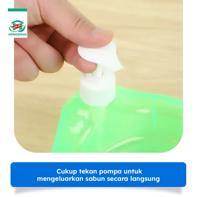 Hongzhuo Tempat Sabun Cair Cuci Piring Bentuk Bulat Soap Pump Dispenser 2in1 1000ml + Sponge 1