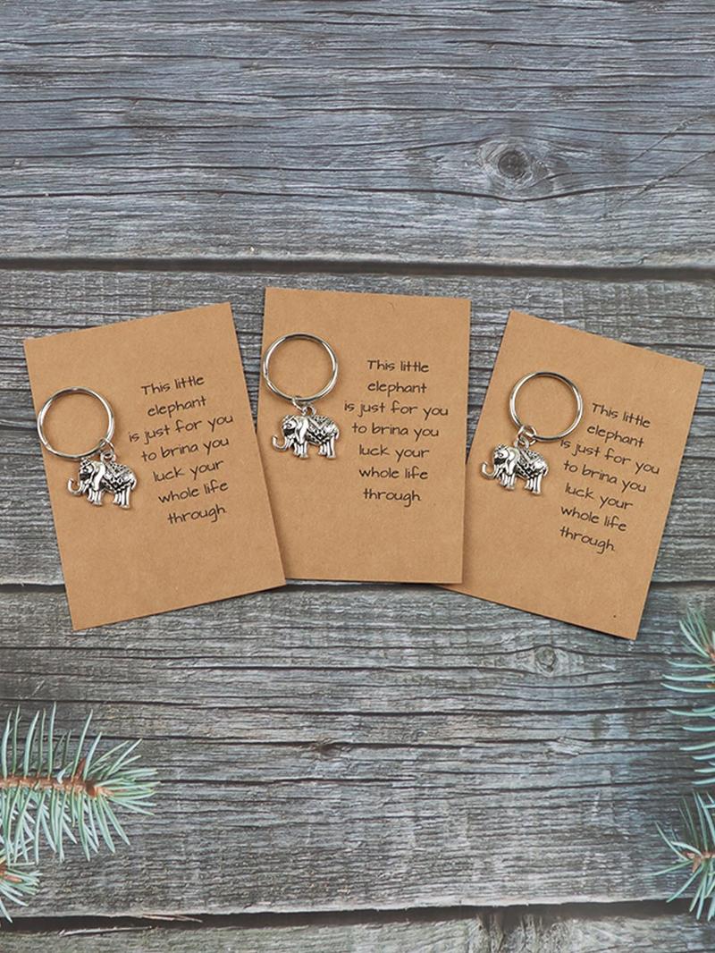 Product Introduction of Elephant Shaped Keychain, Durable Key Ring, Pocket Hug with Inspirational Quotes, Small Portable Keychain for Adventurers and Travel Lovers 2