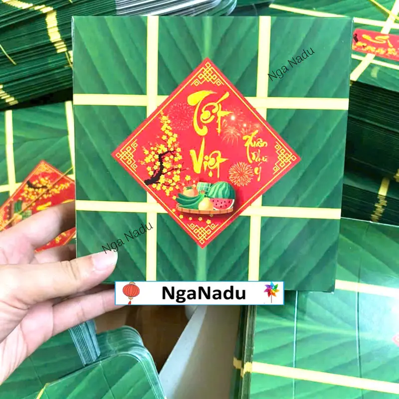 Mô hình Bánh Chưng xanh,Bánh Tét,Dưa Hấu Đỏ bằng giấy trang trí Tết,Lễ Hội xuân,trường học,giỏ quà Tết, quán cà phê, trà sữa, đecor Tết chúc mừng năm mới 2
