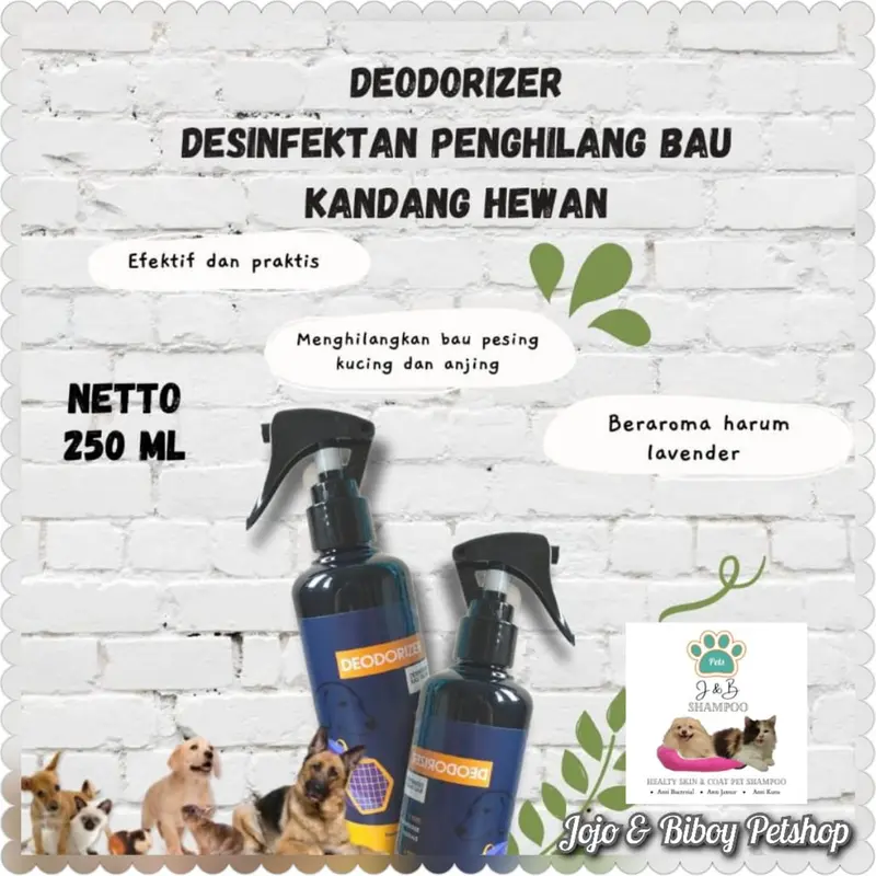 Deoderizer penghilang bau pesing dan bakteri kandang kucing / anjing isi 250ml 0