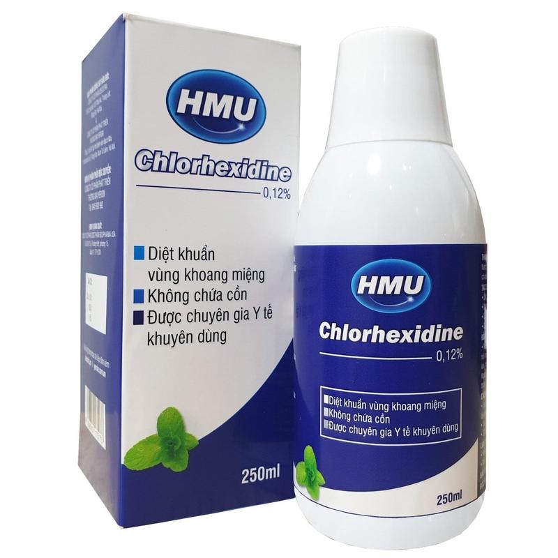 Nước súc miệng HMU Chlorhexidin 0,12% 250ml diệt khuẩn, ngừa sâu răng cho người niềng răng - Được Sáng Chế Bởi Đại Học Y Hà Nội
