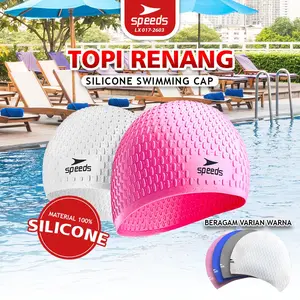 Topi Renang Dewasa Silicone Lentur Anti Air Pelindung Rambut Nyaman Flexsible Berbagai Motif-LX 2603