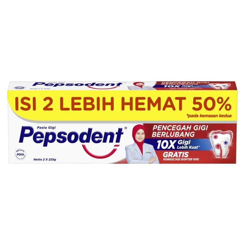 [SALE !] Pepsodent Pencegah Gigi Berlubang Pasta Gigi 225G Value Pack - Twinpack Mulut Mencerahkan 1