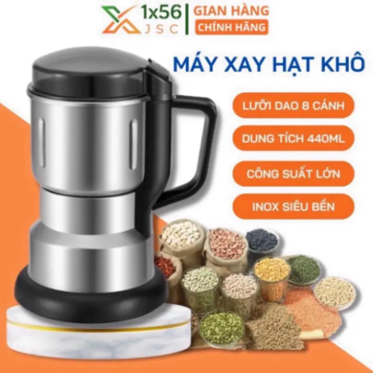 Máy xay hạt khô, xay bột, gia vị cà phê đa năng,công suất 300w,6 lưỡi dao cực bén, chất liệu cối inox, bảo hành 12 tháng