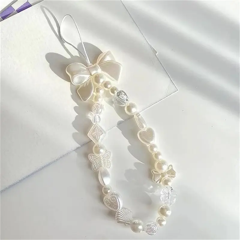 Dây Chuyền Điện Thoại, Phong Cách Hàn Quốc, Thiết Kế Nơ Trái Tim Quyến Rũ Dễ Thương, Dành Cho Phụ Nữ Và Trẻ Em Gái, 1 / 2 Cái, Dây Đeo Trang Sức Điện Thoại, Dây Đeo Buộc Đính Cườm, Phụ Kiện Dây Treo 6