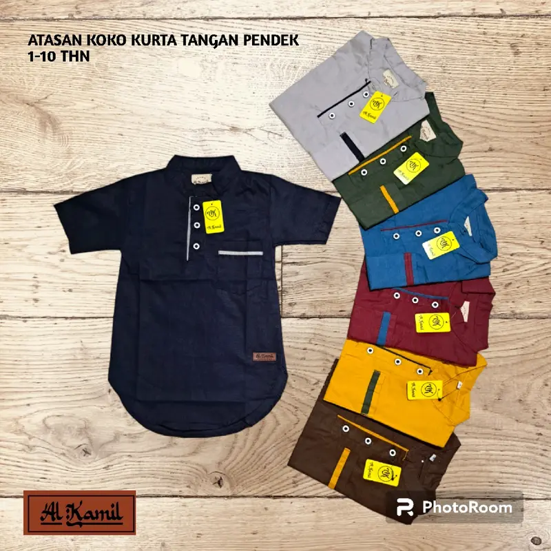 ATASAN KOKO KURTA ANAK 1-10THN Katun SIGARET Polos Setrip Muslim Tangan Pendek celana Panjang Remaja baju laki2 1–12 1