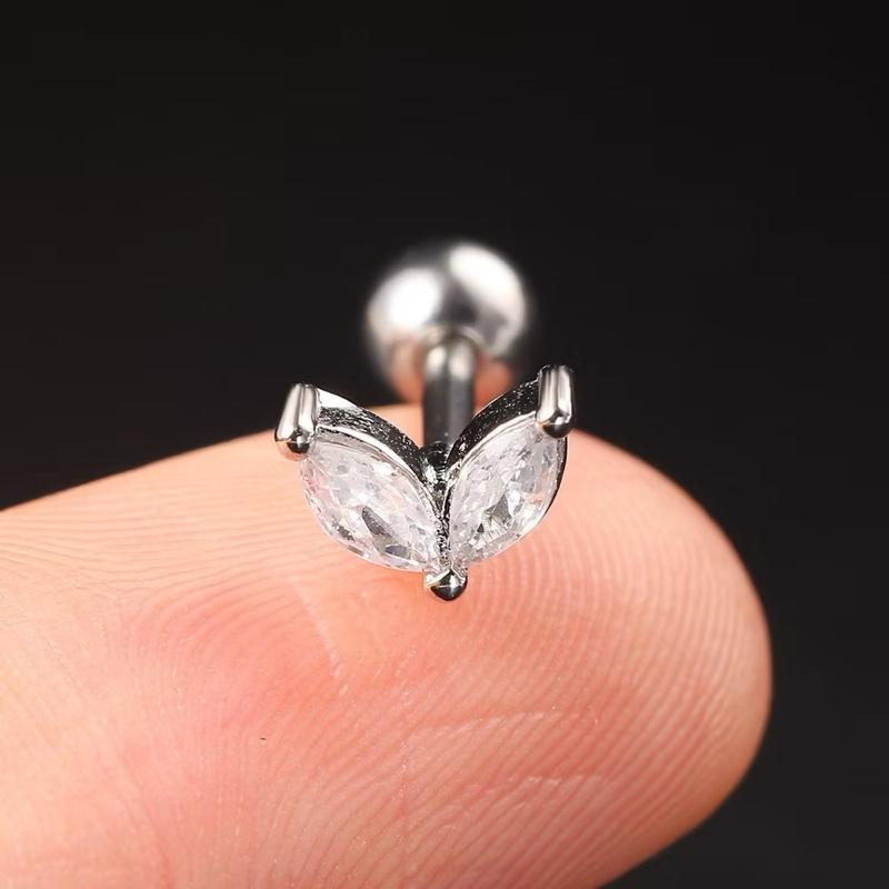 [009] Bông tai bạc đá hạt thóc chốt ren nhỏ xinh SolSilver 1