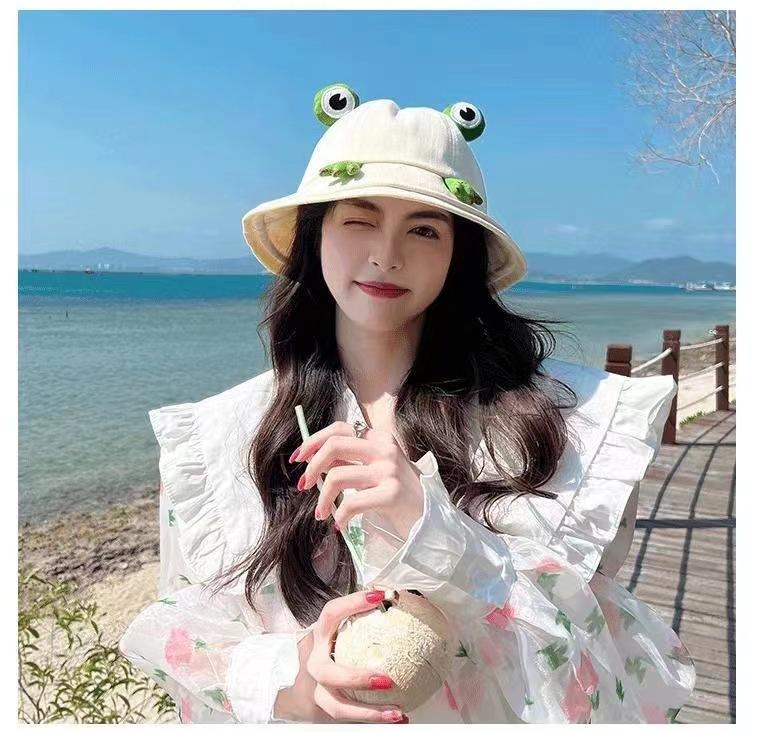 Product Introduction of Cute Frog Hat Bucket Hat Sun Protection Sun Hat All-Match Cartoon Bucket Hat Hats 6