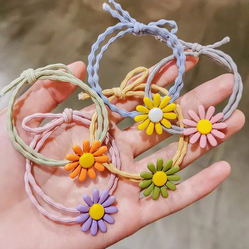 Dây Buộc Tóc Hoa Cúc, Phong Cách Hàn Quốc, Màu Trơn Dành Cho Nữ, Scrunchies Co Giãn