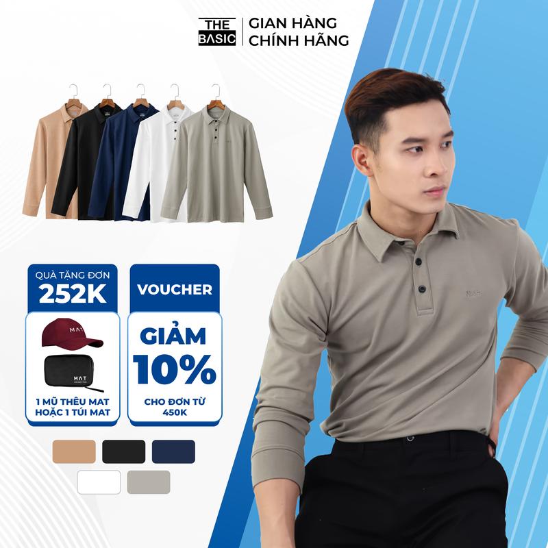 Áo polo nam MAT MAN tay dài có cổ cao cấp chất cotton mềm mịn thấm hút mồ hôi