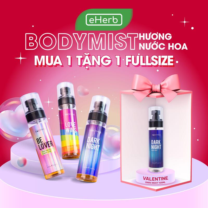 [MUA 1 TẶNG 1] Body Mist Cho Nam Quyến Rũ Chính Hãng EHERB BODYMISS - Xịt Thơm Quần Áo Quốc Dân ERHEB - Nước Hoa Cho Nữ Thơm Lâu - Khử Mùi Body - Xịt Thơm Tóc Mùi Em Bé - Thơm Cơ Thể Perfume Cosmetic Mỹ Phẩm Women 105ml (Chai)