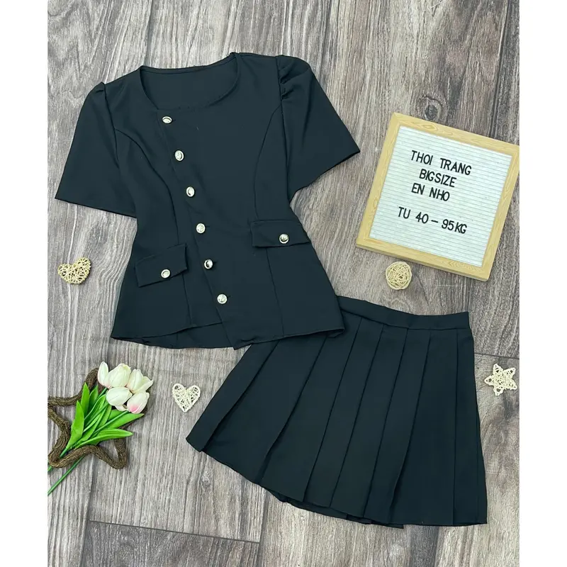 Thời Trang Bigsize HCM - Set Áo và Chân Váy Bigsize Nữ Vải Lụa Chéo Cao Cấp Thiết Kế Đi Dự Tiệc Xinh Đẹp 40-95kg 2178 Nhung Voi Nho Nâu 7