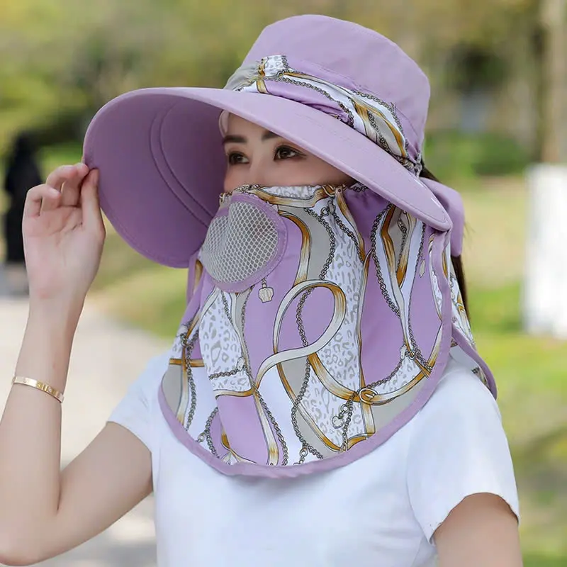 Mũ che nắng nữ mùa hè với mặt nạ chống nắng tích hợp 1