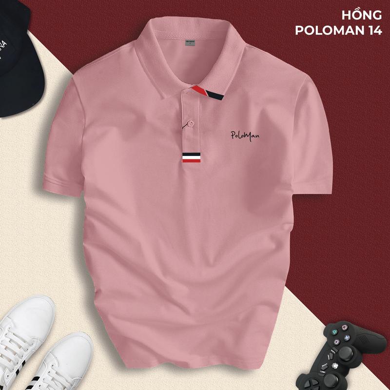 Áo thun Polo nam nữ POLOMAN 14 thiết kế chất vải cá sấu cao cấp ngắn tay cực đẹp, trẻ trung, thanh lịch - FREESHIP EXTRA Menswear đen + xanh navy thường Có Cổ Shirt áo polo rêu thông thường boho