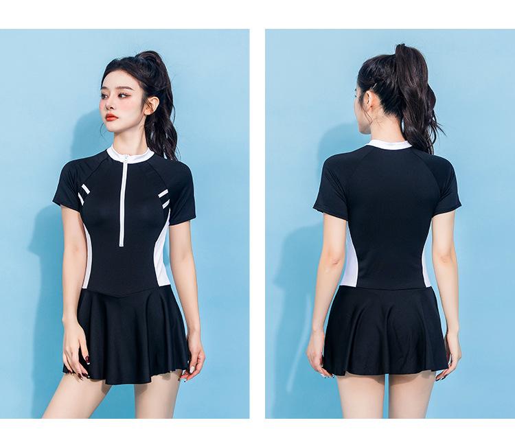 Product Introduction of Swimsuit 2024 New Student Skirt Vacation Hot Spring Fashion Sports Cover Belly Slimming One-Piece Swimsuit 5