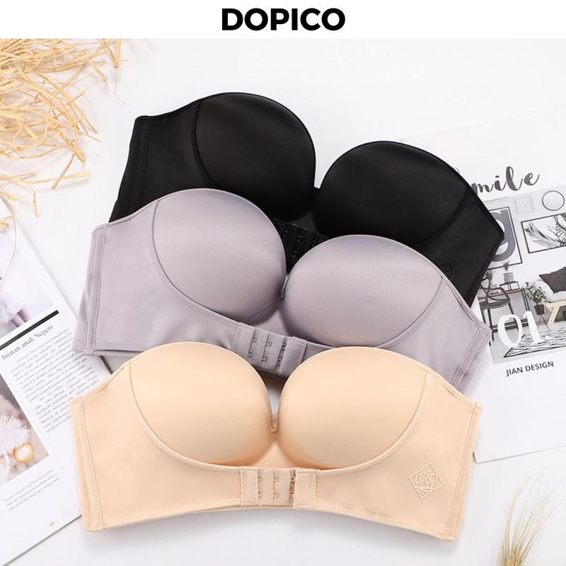 Áo ngực không dây không gọng nữ , áo lót Bra nữ su nâng ngực chống tụt mặc đầm hở lưng DOPICO A336 Women Voi Ren áo  nâng  ngực áo  ngực  su  nâng  vòng  1 áo  quây  chống  tụt