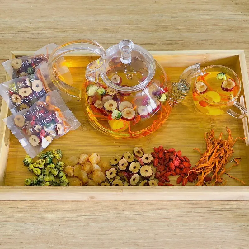 Trà Đông Trùng 7 Tự nhiên Tea Hữu cơ (đông trùng, kì tử, táo đỏ, long nhãn, hoa, hoa cúc, hoa nhài) Nước Trà Chè nướcuống túi tre duong tradong trunghathao trùnghạthảo ngủ ngon đẹp da táo tàu expert nhan giải độc mát gan thảo mộc dongtrung 7vi hồng nụ dàn 3