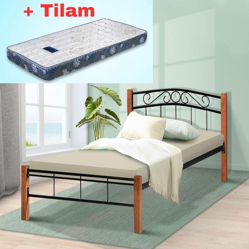 (DIRECT KILANG) JKEE Metal + Wood Single Bed Frame / Katil Single Besi ...