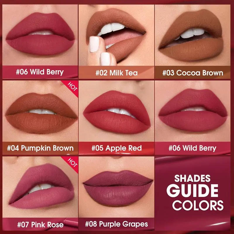 【TERSEDIA&COD】O.TWO.O Lipstik Matte Tahan Lama Tahan Air 24 Jam Tinta Beludru Pewarna Bibir Anti Lengket Lip Gloss Lipstik Cair Makeup Untuk Bibir Lipstick Kosmetik 5