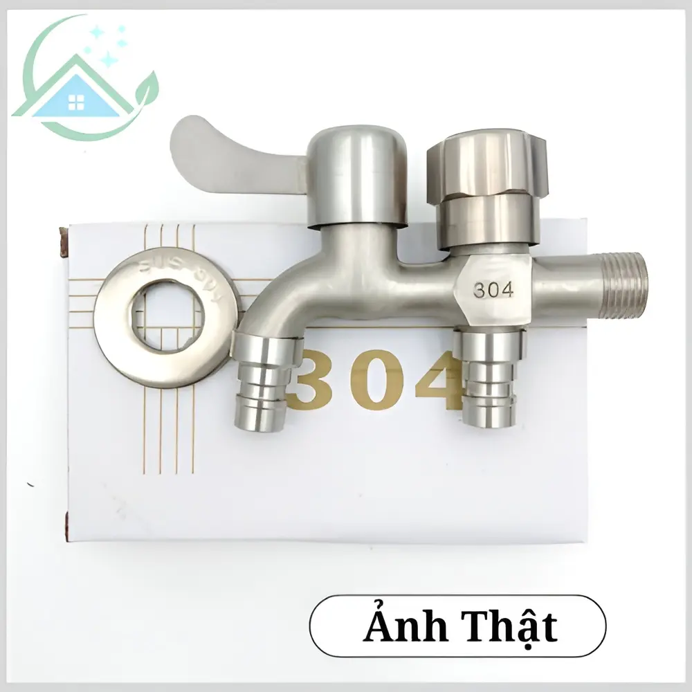 Vòi nước 304 🔥FREESHIP🔥 Vòi nước hai đầu ra cho máy giặt tiện lợi - vòi hồ 2 van