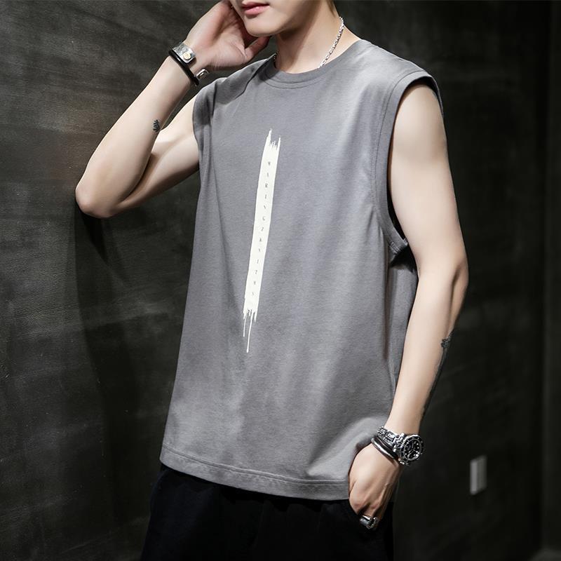 Vest Men's Street Wear Loose Summer Sports Wear Waistcoat Plus Size Sleeveless T-Shirt 0