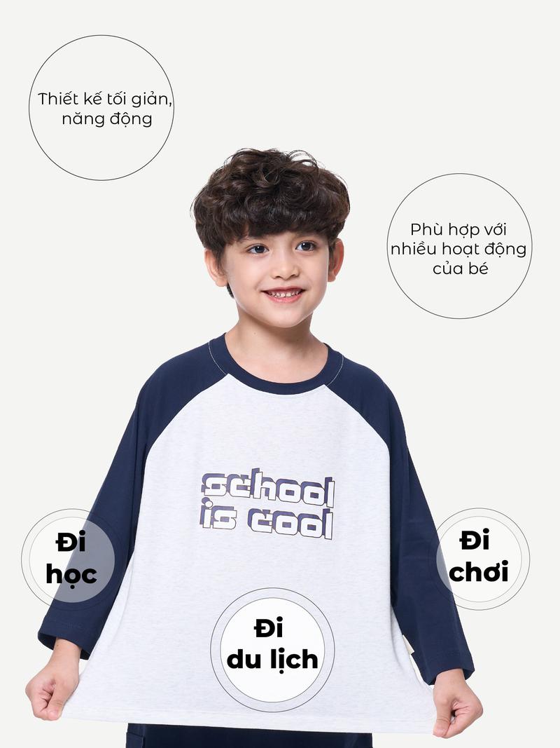 Product Introduction of Áo phông tay dài họa tiết SCHOOL IS COOL dành cho trẻ em chất liệu cotton đủ size 13-36kg  (mã WA004) 11