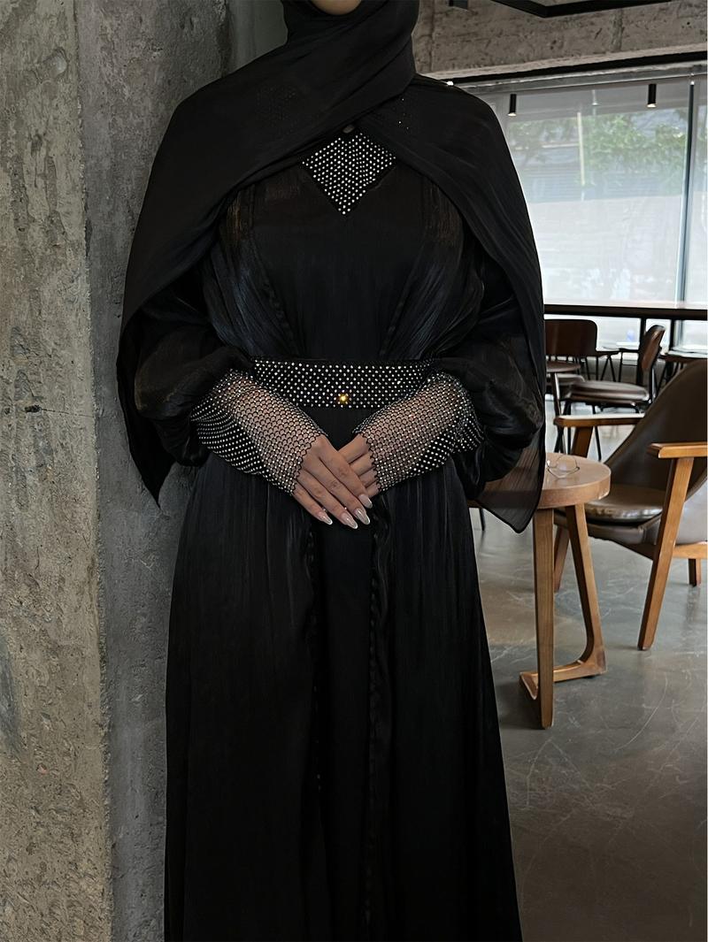 Product Introduction of 2025 Women's Clothing Muslim Abaya Chiffon Long Robe Dress Evening Gown 12