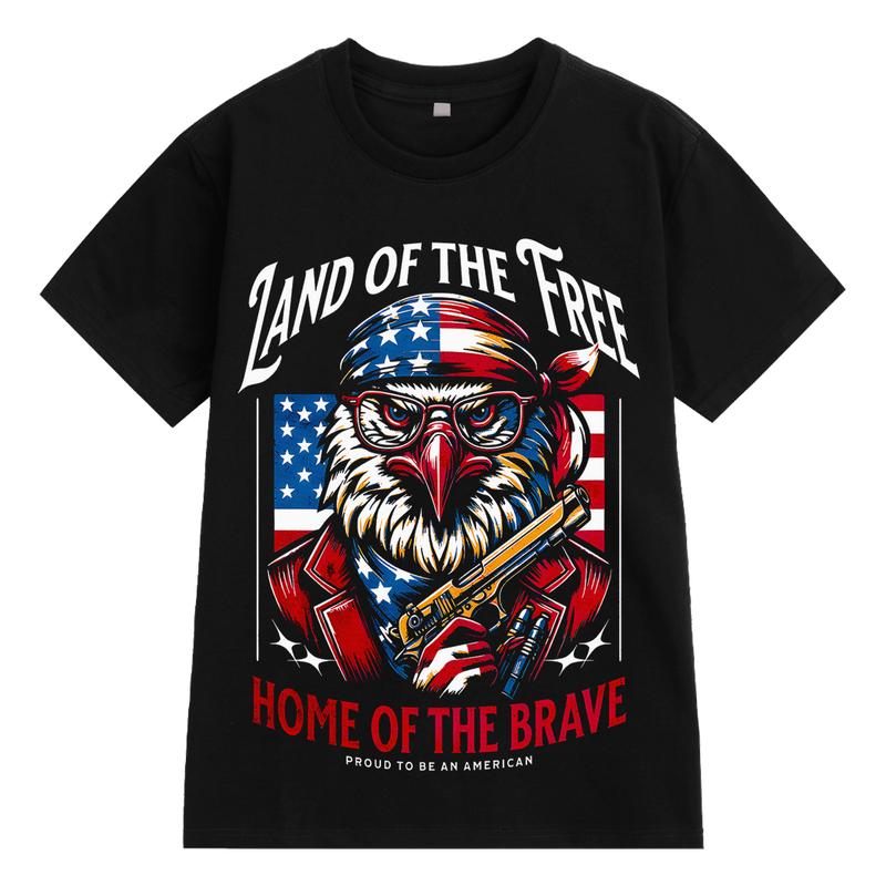 Áo Thun Nam Nữ Cổ Tròn Tay Ngắn Big Size Cotton 100 Đen In Hình Đại Bàng T02