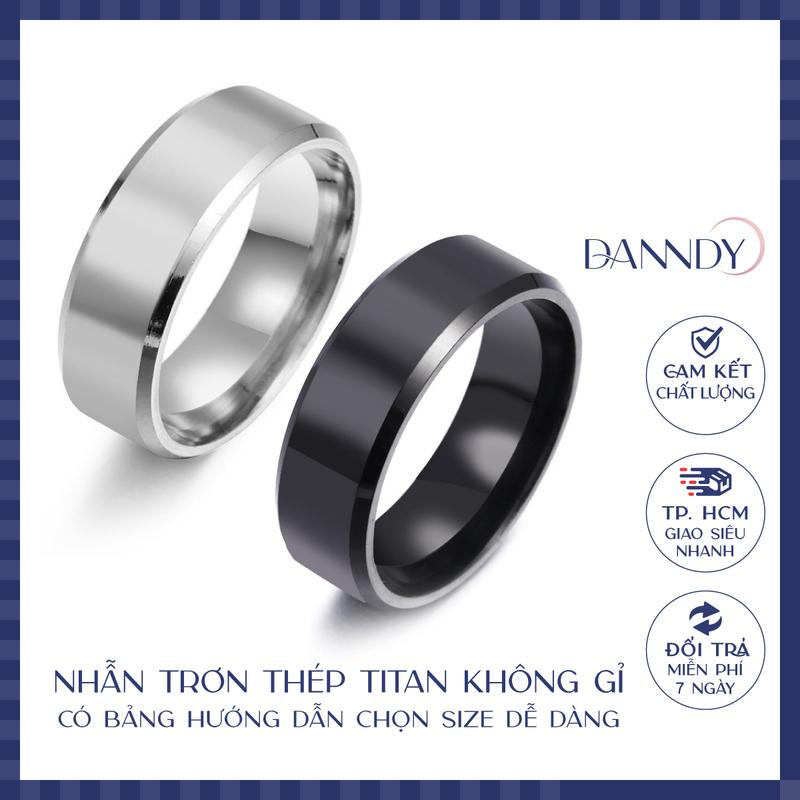 Nhẫn Nam Trơn Không Gỉ. Nhẫn Đen Bạc Trơn Nam Đẹp. Nhẫn Nam Nữ Titan Basic Sáng Bóng | Dandy