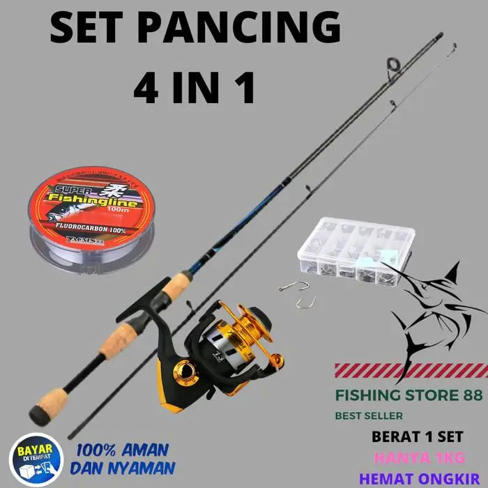 Paket Mancing Mania Joran Dan Reel BONUS Benang Joran 180cm Rel EK3000
