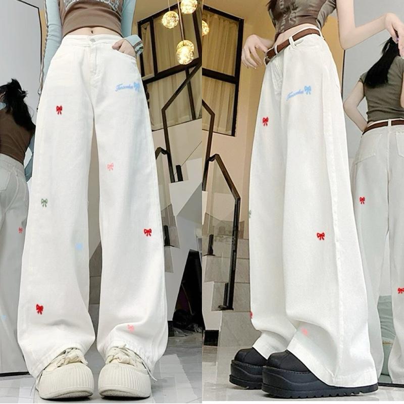 Quần Jeans Bigsize Nữ Quần Jeans Lưng Cao Ống Suông Có Thêu Nơ Cao Cấp Dễ Thương Cho Nữ Chuppy 50-93Kg - Q543 Q527