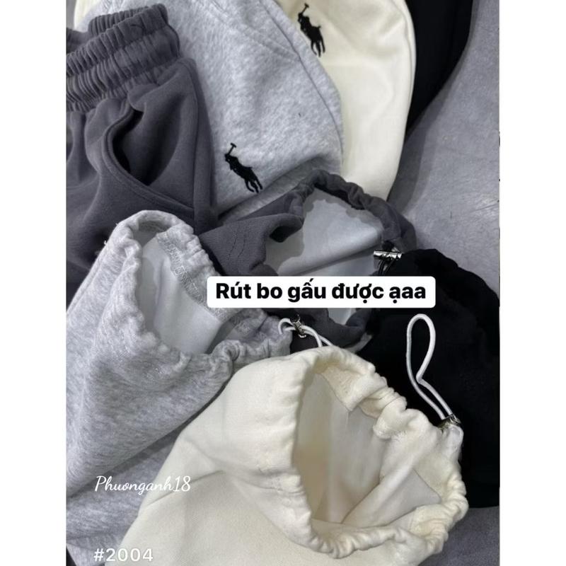 QUẦN NỈ 2 DA THÊU NGỰA - CÓ DÂY RÚT BO GẤU Women Nữ Pants 3