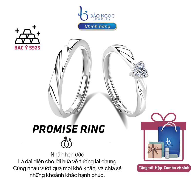 [QUÀ TẶNG 20/10 CHO NGƯỜI YÊU] [Sale sốc trong Live Stream]  Nhẫn Hẹn Ước - Promise Ring nhẫn đôi với người yêu Gắn Kết Tình Cảm Free Size Nam Nữ - ND2988 [Bảo Ngọc Jewelry] nhẫn đẹp sliver jewelery