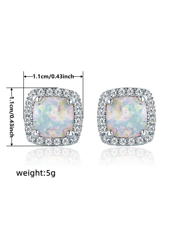 Elegant Artificial Zircon Decorated Stud Earrings, 2pcs/set Cute Fashion Rhinestone Decor Stud Earrings for Women, Anniversary Birthday Jewelry Gift 5