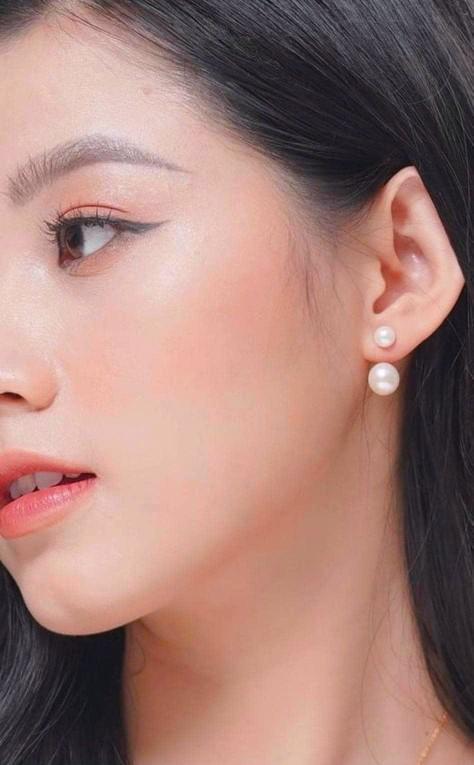 Product Introduction of Bông tai ngọc trai dáng treo size 7 -8mm dạng bán cầu  các màu đeo 2 kiểu 25
