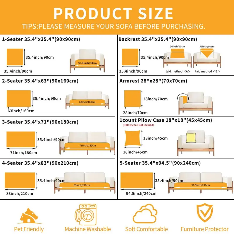 Solid Color Couch Cover, 1 Count Non-slip Sofa Slipcover, Decorative Dust Cover for Home Living Room, Sofa Protector for Pet, Home Decor 1