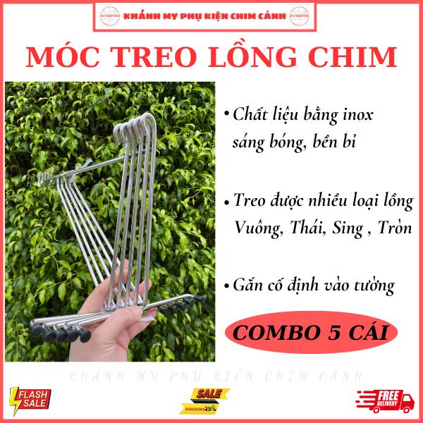  Combo 5 móc treo lồng chim cảnh chất liệu bằng inox - không kèm vít 