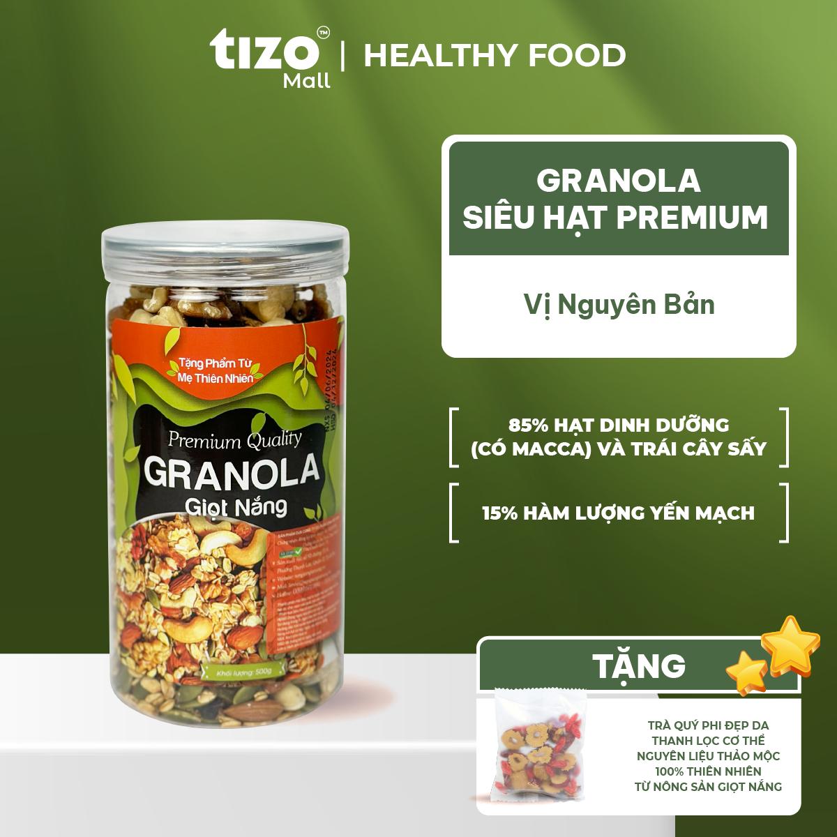 GRANOLA SIÊU HẠT NGŨ CỐC KHÔNG ĐƯỜNG ÍT YẾN MẠCH BỔ SUNG DINH DƯỠNG PREMIUM 500G FOOD THỨC ĂN LỌ NGŨ CỐC ĂN SÁNG GRANOLA  VỊ