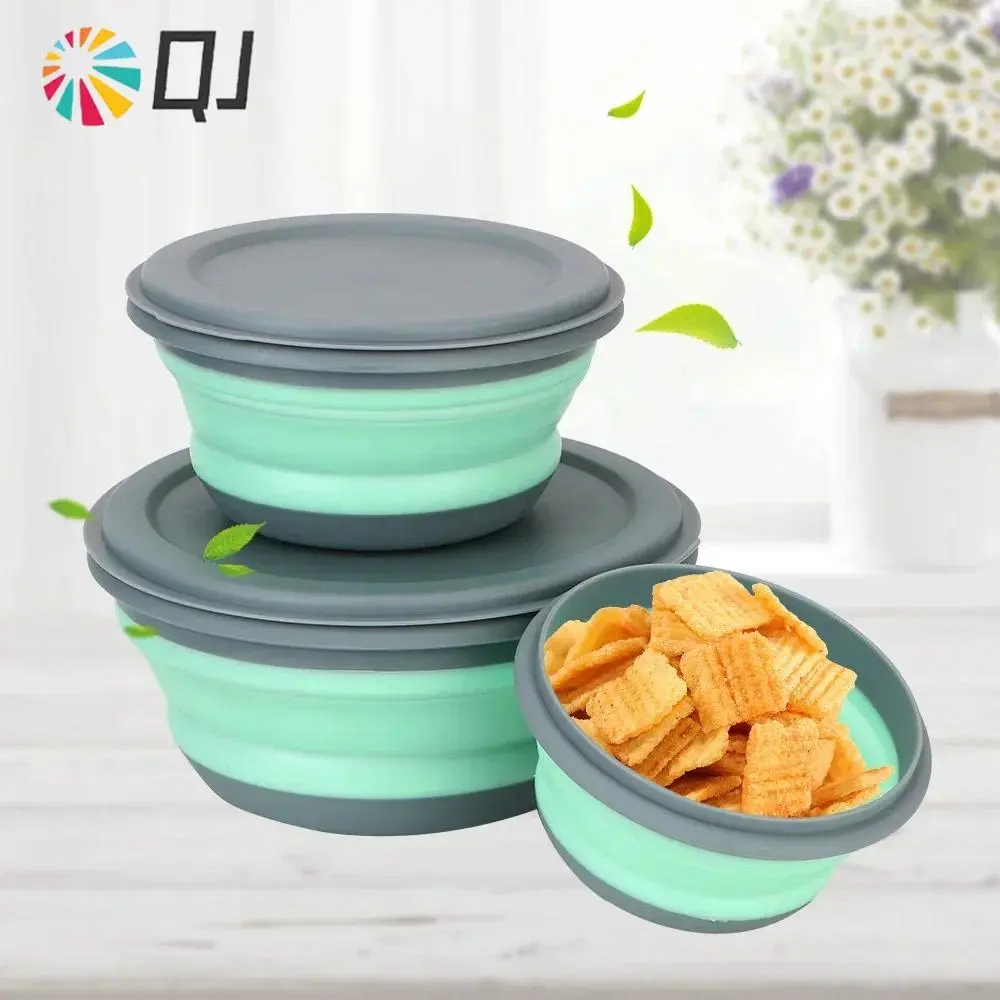 New Foldable Bowl Portable Outdoor Travel Retractable Japanese Picnic Cutlery 3-piece Foldable Compression Baby Lunch Box