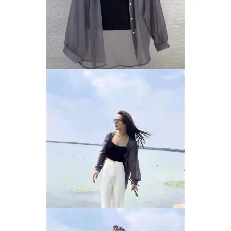 Quần Áo Chống Nắng, Áo Khoác Cardigan Nữ Mùa Hè, Chất Liệu Lụa Lạnh Thoáng Khí, Chống Tia Cực Tím, Dài Tay, Áo Voan Mỏng, Hàng Mới Về 2024 7