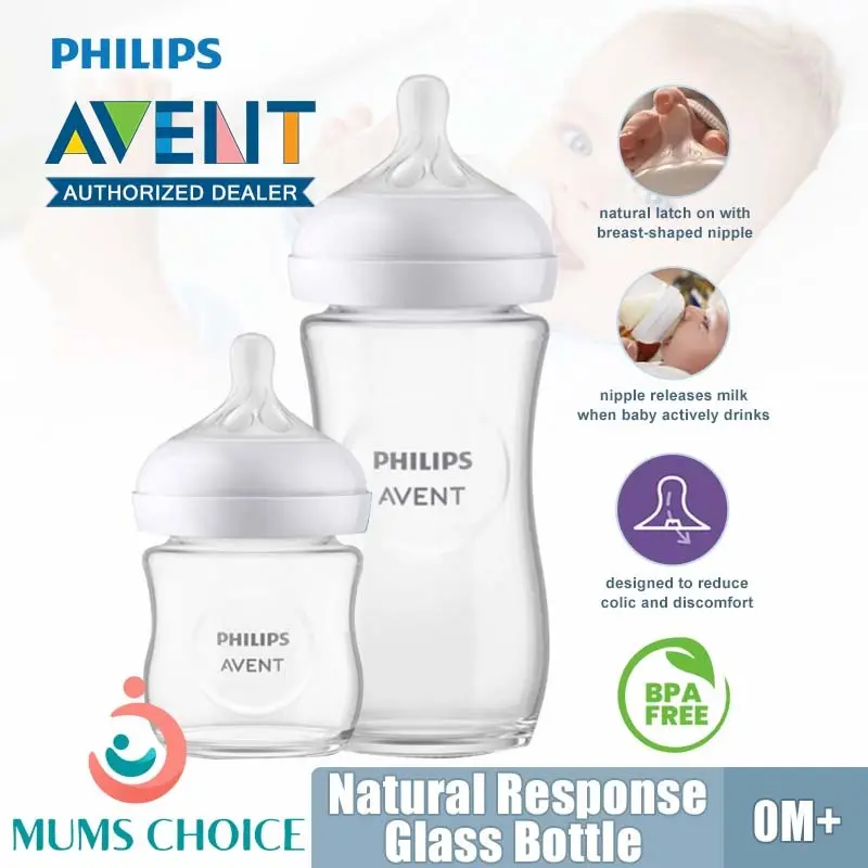 Philips Avent Natural Response Glass Bottle 120ml 240ml (Single Pack)