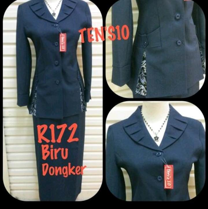 seragam blazer jas biru dongker setelan rok panjang - Shop | Tokopedia