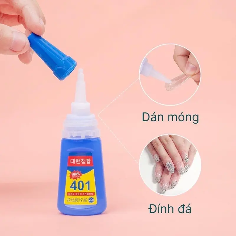 keo 401 gắn móng , charm , đá hàng chính hãng 100 % . Dung tích chai 20g