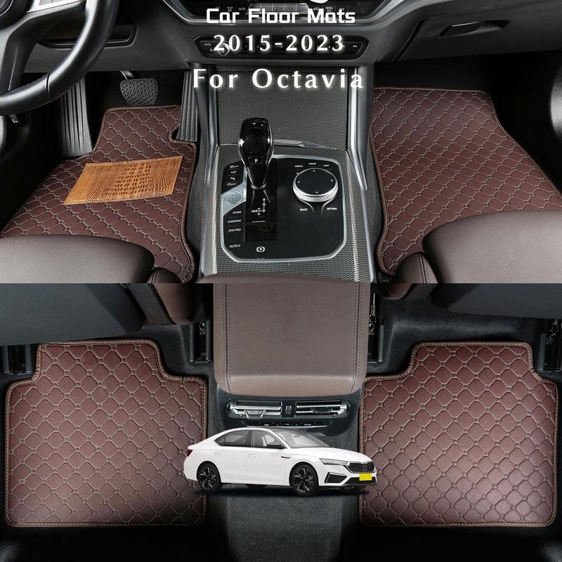 Car Floor Mat, PU Leather Car Floor Mat, Multi-purpose Car Interior Accessories for Volkswagen Skoda Octavia 2
