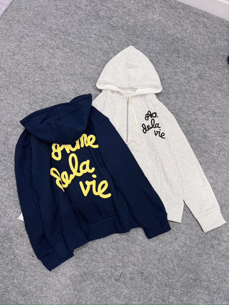 Product Introduction of Áo khoác nỉ ngoại in chữ khoá kéo có nón an877 unisex nam nữ 14