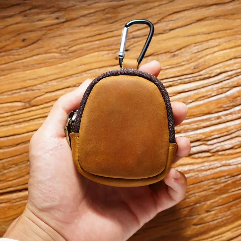 Coin Bag  Genuine  Leather Small Wallet Coin Purse Zipper Shell Bag Bluetooth Headphone Bag Key Case