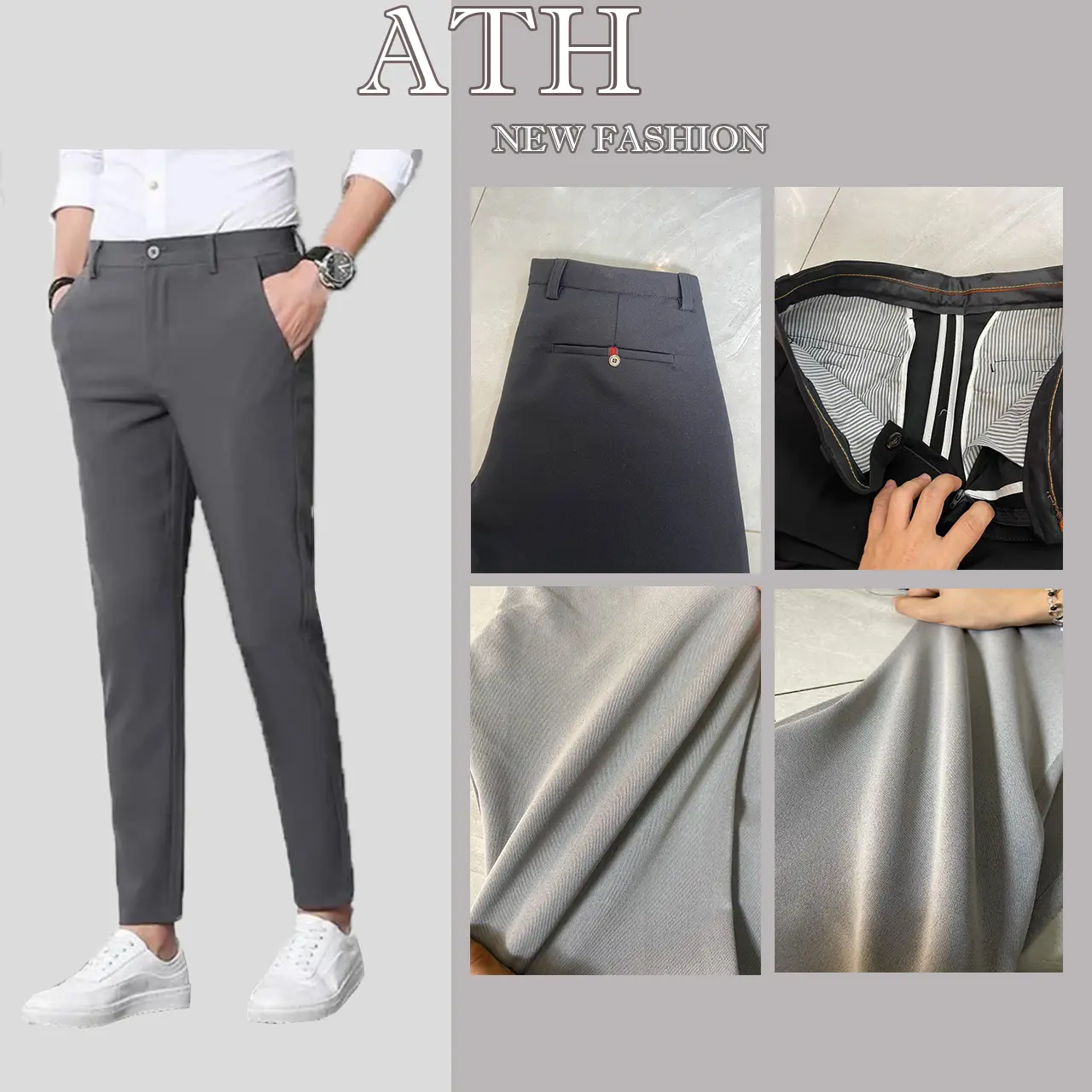 Quần dài tây âu nam Cotton co giãn 4 chiều size lớn [35,36,37,38,39] ATH Thời Trang Nam form ôm gọn giặt không nhăn không phai màu